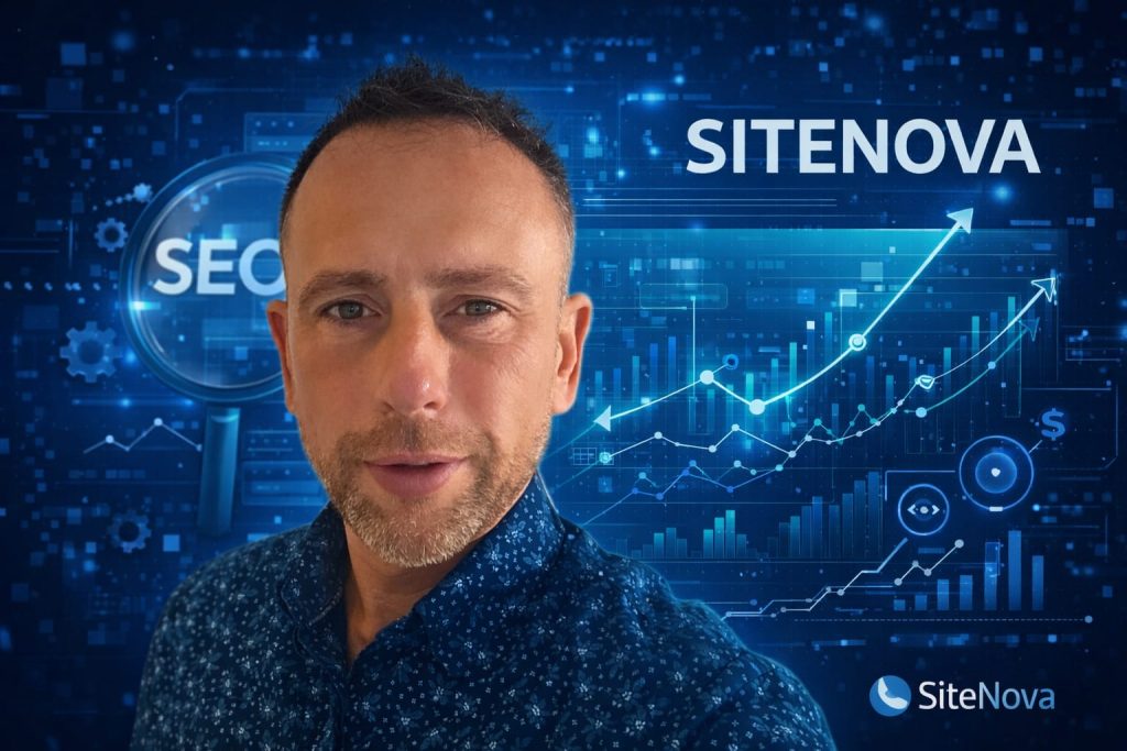 Portrait de Sylvain Gougeon, consultant SEO et fondateur de SiteNova spécialisé en création de site et référencement naturel