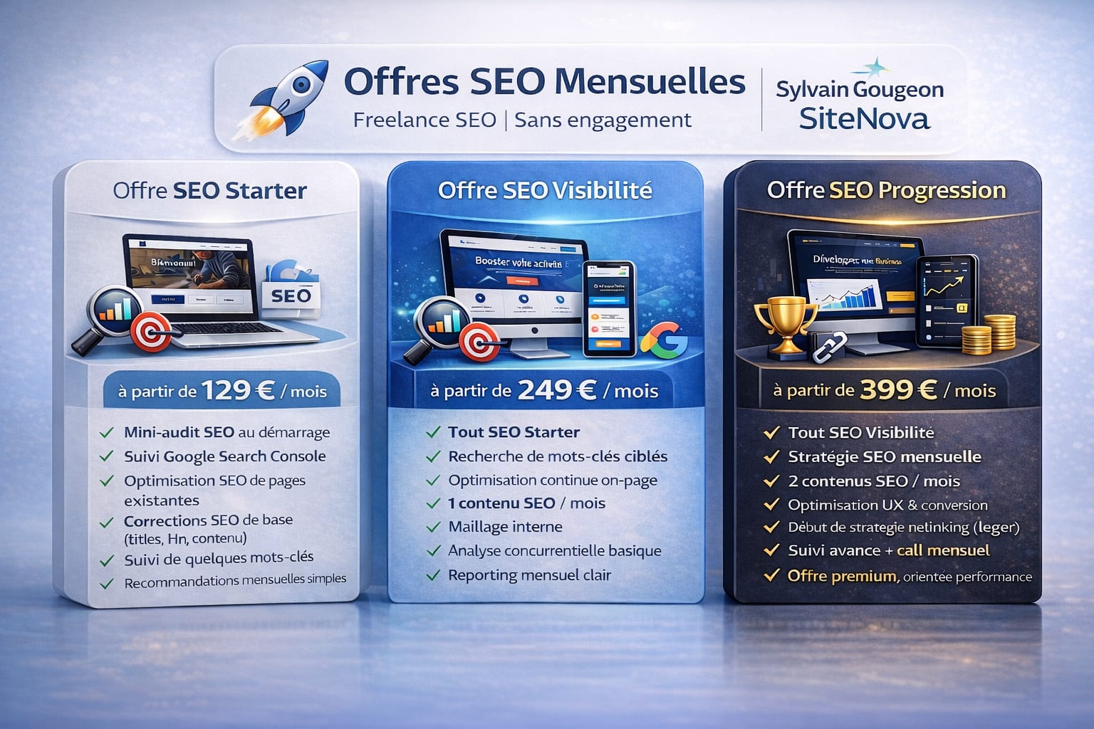 Tarifs prestations SEO mensuelles – SiteNova