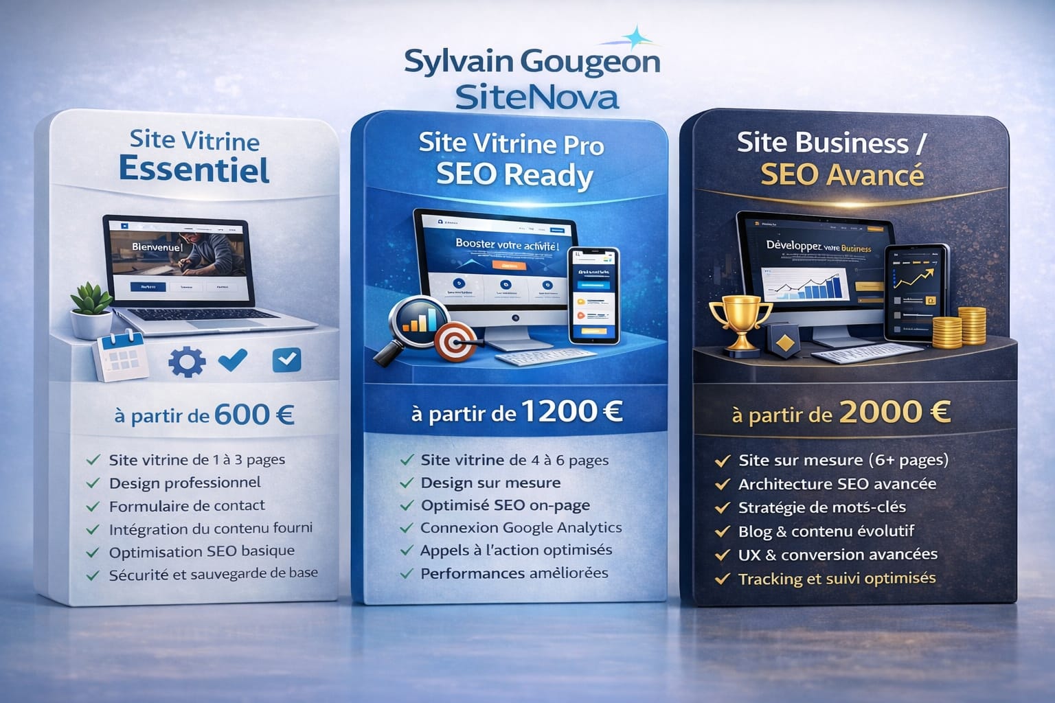 Tarifs création de sites web SiteNova – site vitrine et professionnel