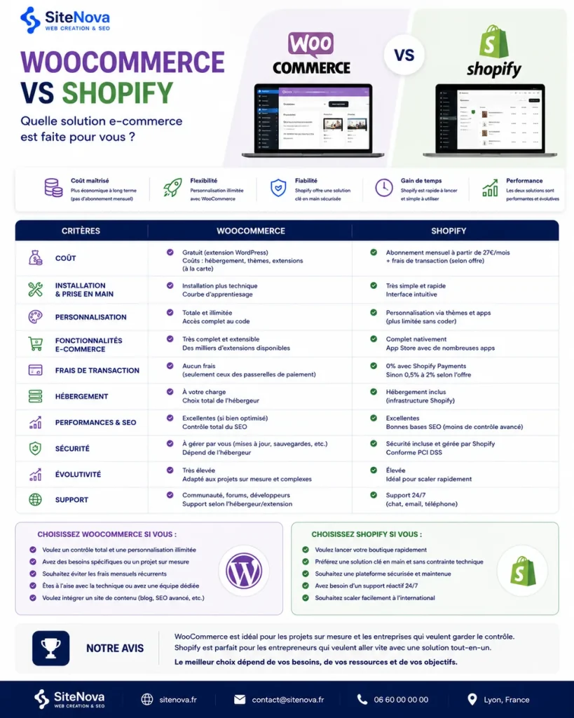 WooCommerce vs Shopify PME française comparatif 2026