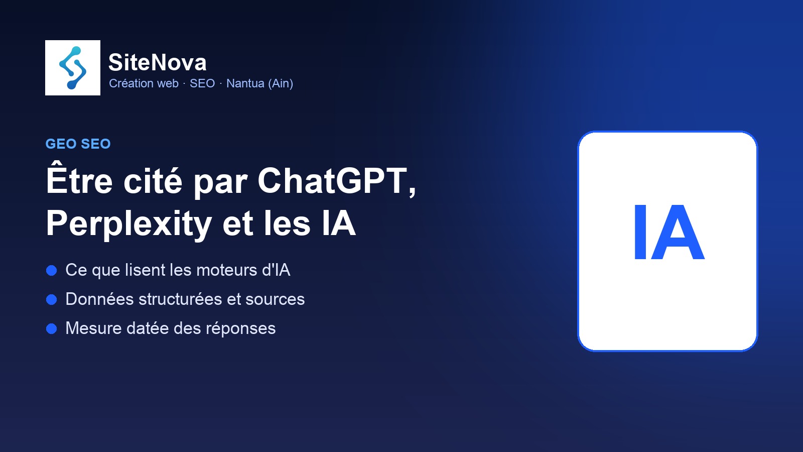 GEO SEO : être cité par ChatGPT, Perplexity et les moteurs d'IA